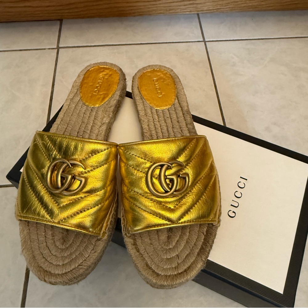 Gucci Marmont Espadrille Slide Sandals